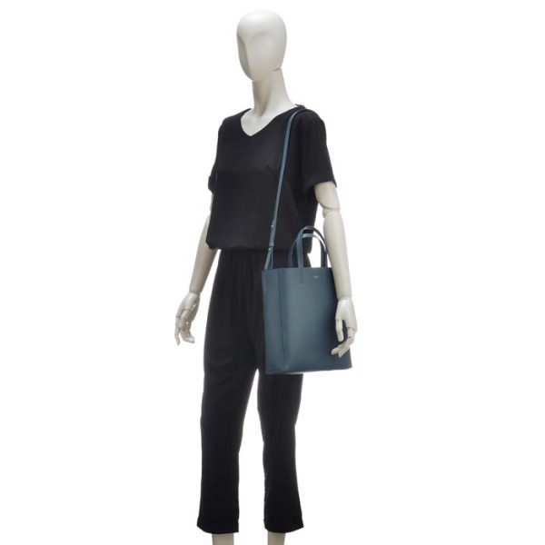 189813xba07ps 7 CELINE Vertical Hippo Small CABAS Tote Bag Blue