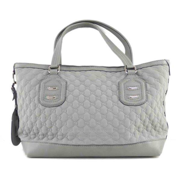 18982 1 GUCCI GG Pattern Leather Tote Bag Grey