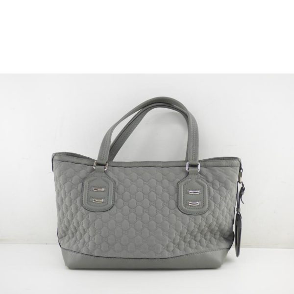 18982 2 GUCCI GG Pattern Leather Tote Bag Grey