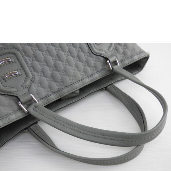 18982 4 GUCCI GG Pattern Leather Tote Bag Grey