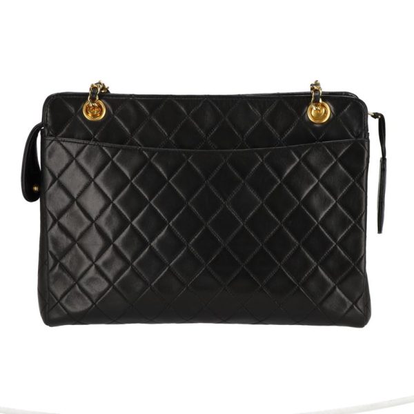 18989 2 Chanel Matelasse Chain Shoulder Bag Black