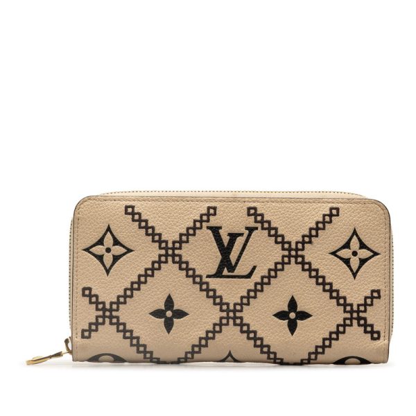 18mthbt1el8kk97m 1 Louis Vuitton Monogram Empreinte Broderie Zippy Long Wallet Beige