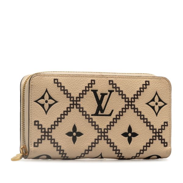 18mthbt1el8kk97m 2 Louis Vuitton Monogram Empreinte Broderie Zippy Long Wallet Beige