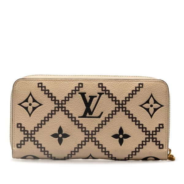 18mthbt1el8kk97m 3 Louis Vuitton Monogram Empreinte Broderie Zippy Long Wallet Beige