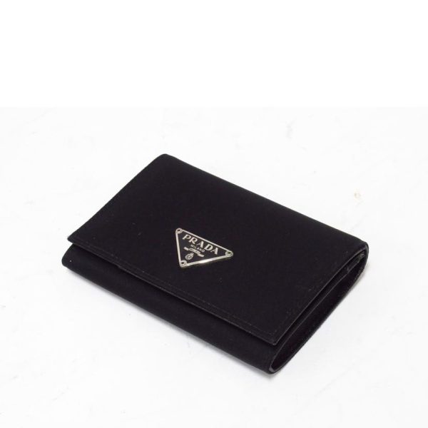 19033 3 PRADA Card Case Nylon Bag Black