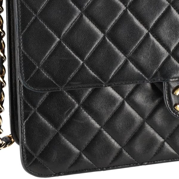 19040 10 Chanel Push Lock Lamb Chain Shoulder Bag Black