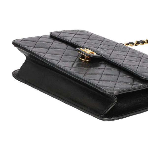 19040 3 Chanel Push Lock Lamb Chain Shoulder Bag Black