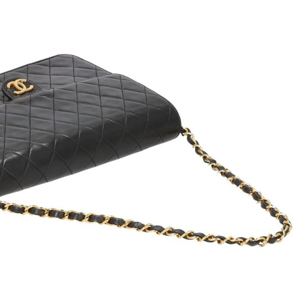 19040 4 Chanel Push Lock Lamb Chain Shoulder Bag Black