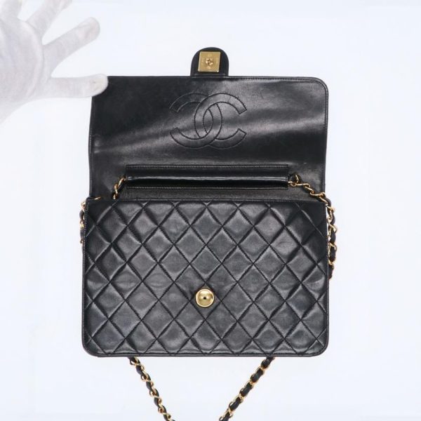 19040 6 Chanel Push Lock Lamb Chain Shoulder Bag Black