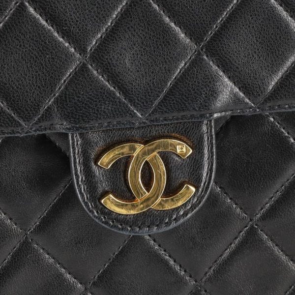 19040 8 Chanel Push Lock Lamb Chain Shoulder Bag Black