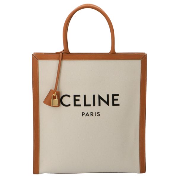 190402bnz02nt CELINE Vertical CABAS Canvas Tote Bag Beige