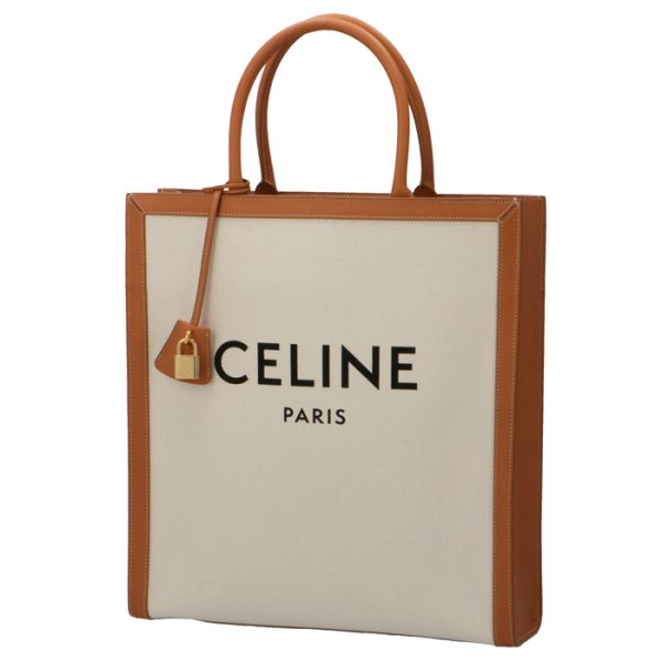 190402bnz02nt 1 CELINE Vertical CABAS Canvas Tote Bag Beige