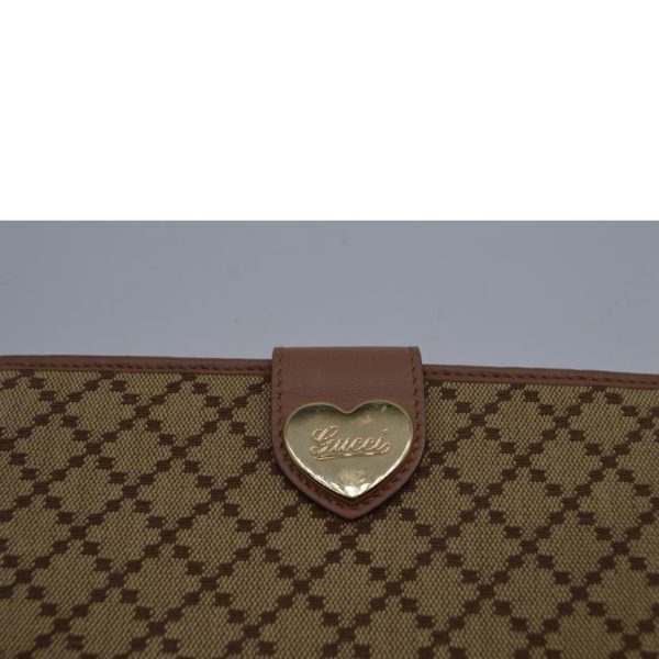 19087 4 Gucci Diamante Canvas Heart Leather Long Wallet