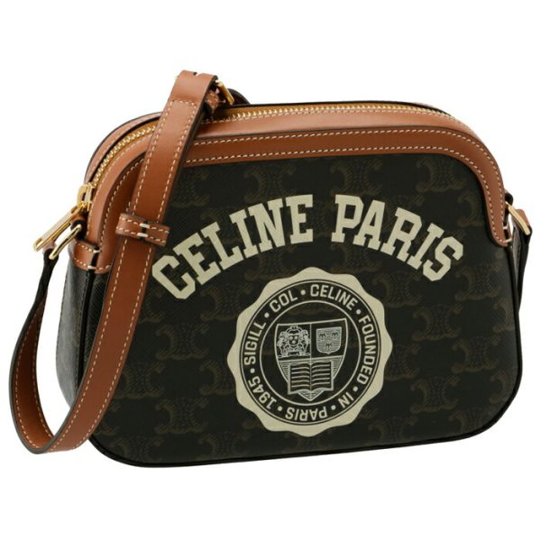 191522cqm04lu CELINE Small Camera Bag Triomphe Canvas Brown