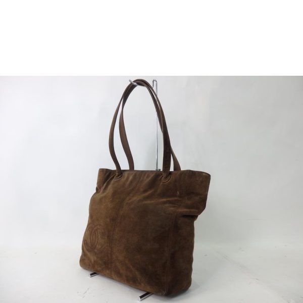 19180 3 Chanel Suede Leather Tote Bag Brown