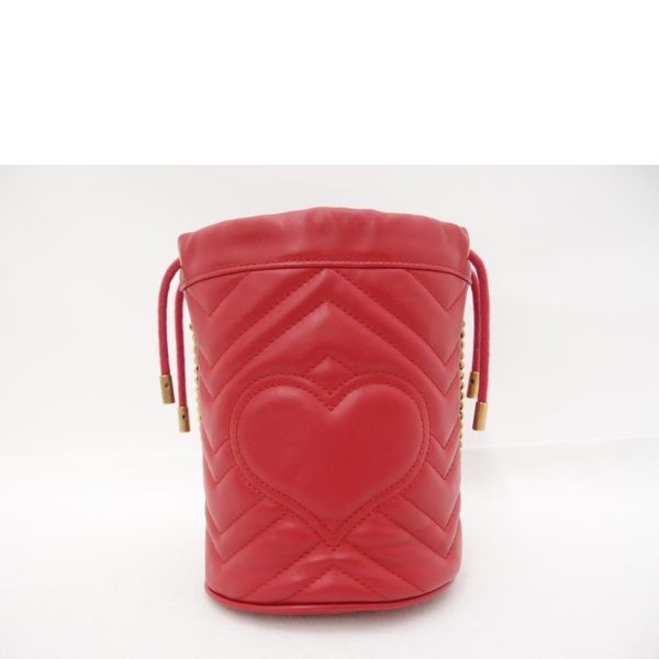 19248 2 GUCCI GG Marmont Mini Bucket Shoulder Bag Red