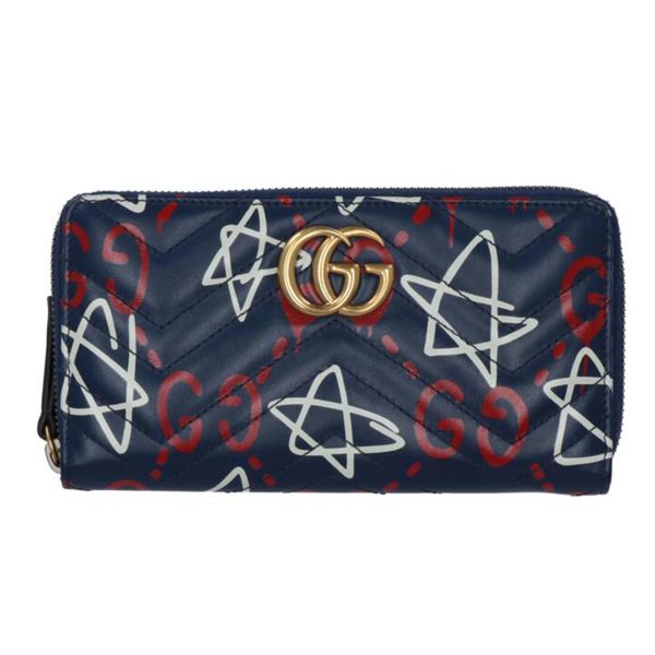 19286 1 Gucci GG Marmont Ghost Round Zipper Wallet