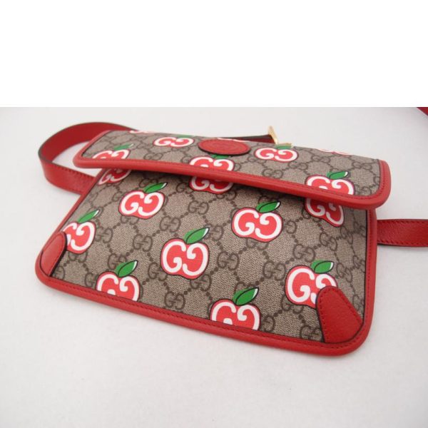 19293 3 GUCCI GG Supreme Apple Waist Bag Red