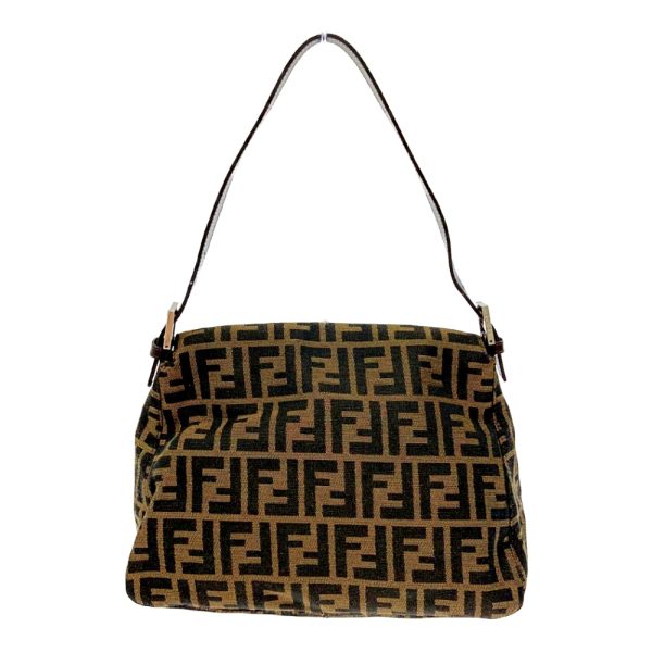 193984 4 Fendi Canvas Leather Zucca Pattern Mamma Bucket One Shoulder Bag Brown