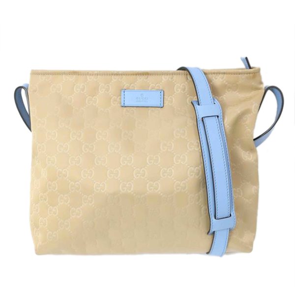 19436 1 Gucci GG Nylon Shoulder Bag Light Blue Canvas