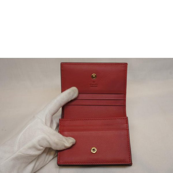 19534 4 Gucci GG Supreme Cherry Compact Wallet Beige