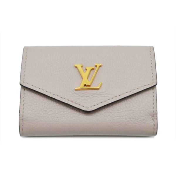 19568 1 Louis Vuitton Portefeuille Lock Mini Taurillon Leather Wallet Greige