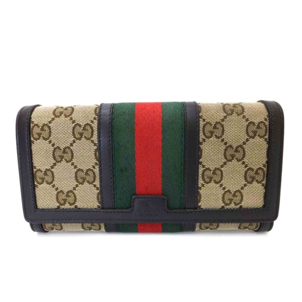 19586 1 Gucci GG Canvas Sherry Line Long Wallet