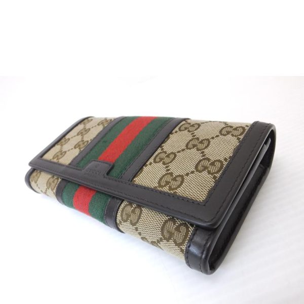 19586 3 Gucci GG Canvas Sherry Line Long Wallet