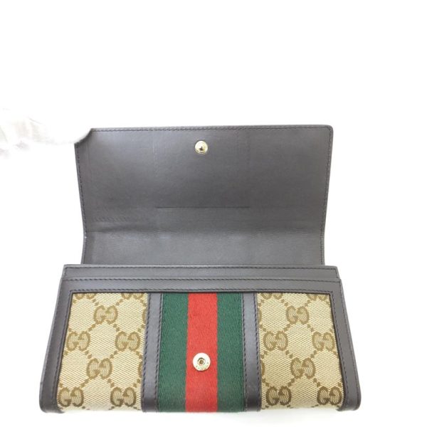 19586 5 Gucci GG Canvas Sherry Line Long Wallet