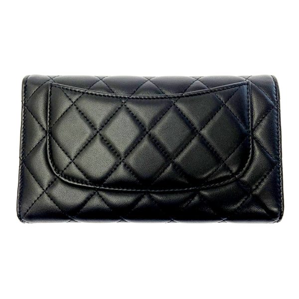 196715 4 CHANEL Matelasse Lambskin Coco Mark Trifold Long Wallet Black