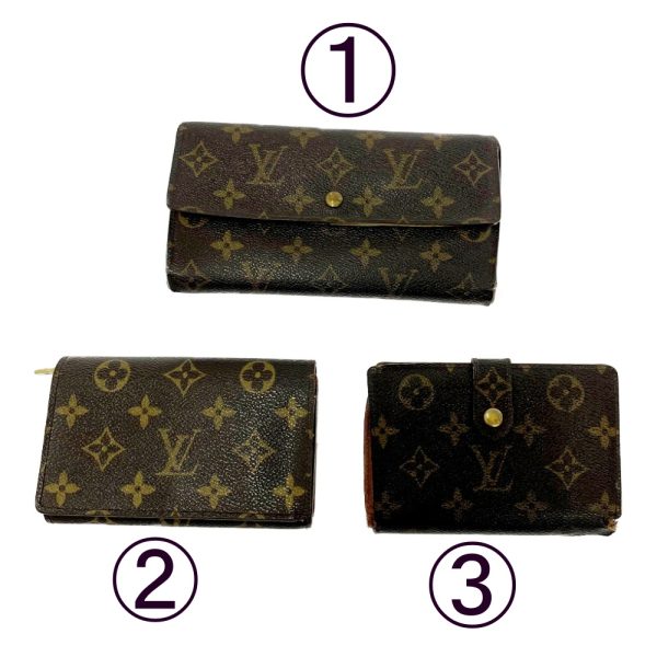 196806 1 Louis Vuitton Monogram Wallet 3 Piece Set Brown Long Wallet