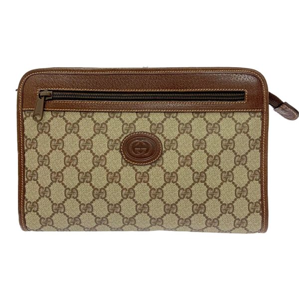 196845 1 Gucci Supreme Canvas Old Clutch Bag Brown