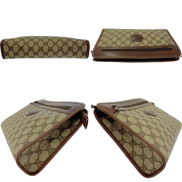 196845 6 Gucci Supreme Canvas Old Clutch Bag Brown