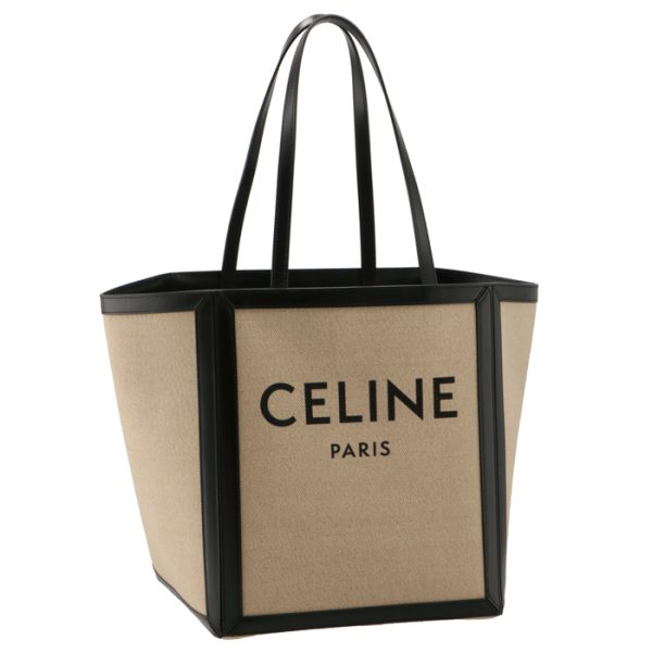 197532dpd01vk Celine Large Square Hippo Cabas Canvas Tote Bag Black