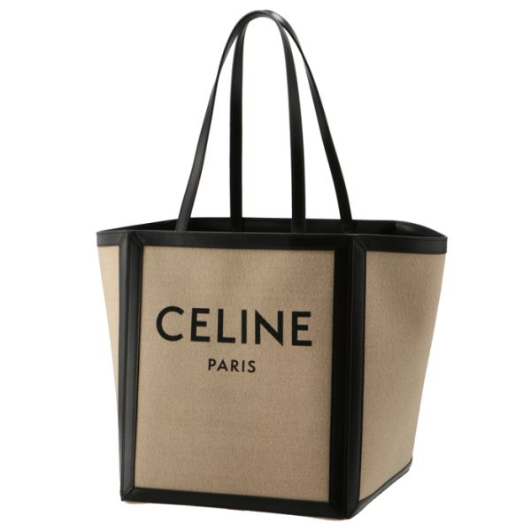 197532dpd01vk 1 Celine Large Square Hippo Cabas Canvas Tote Bag Black