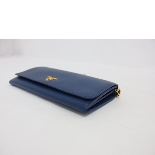 19774 3 Prada Saffiano Chain Wallet Blue