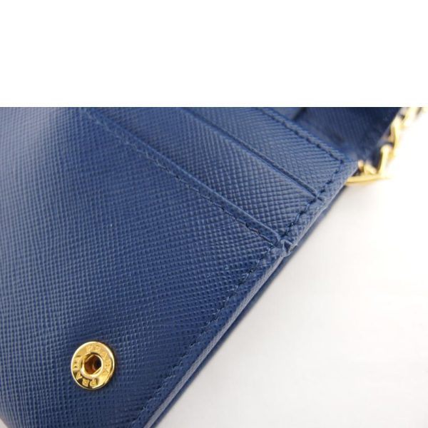 19774 9 Prada Saffiano Chain Wallet Blue