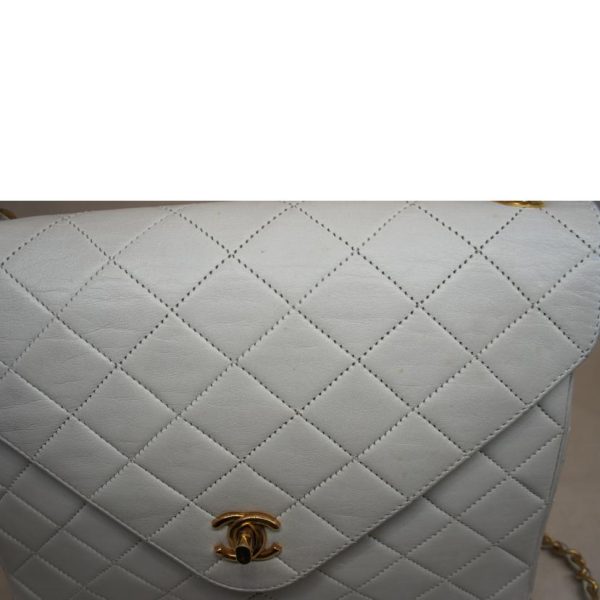 19780 6 Chanel Lambskin Matelasse Chain Bag White