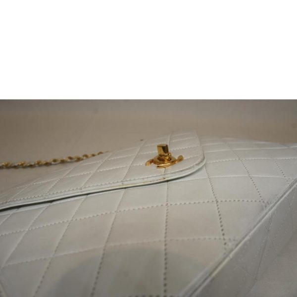 19780 7 Chanel Lambskin Matelasse Chain Bag White