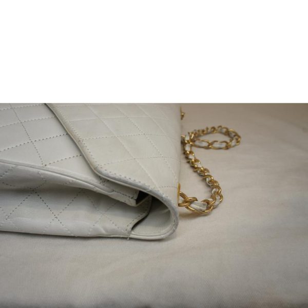 19780 8 Chanel Lambskin Matelasse Chain Bag White