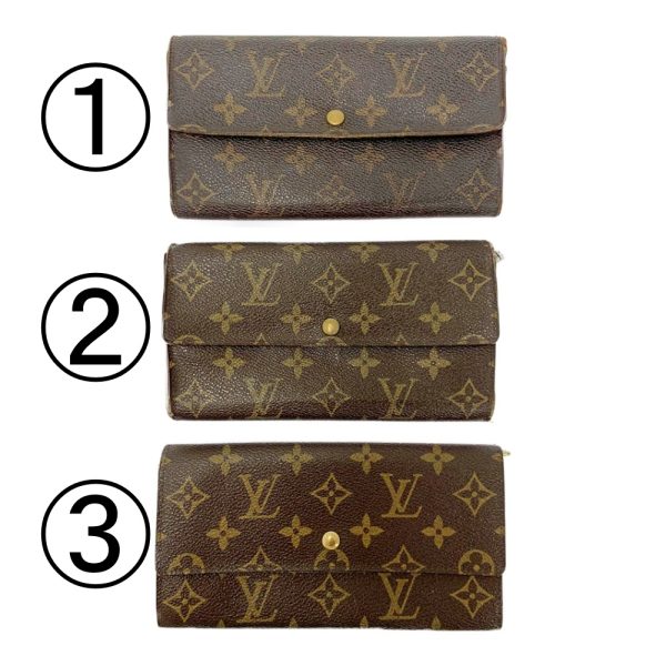 197856 1 Louis Vuitton Monogram Wallet 3 Piece Set Brown Long Wallet