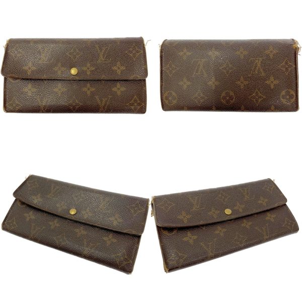 197978 5 Louis Vuitton Monogram Wallet 3 Piece Set Brown Long Wallet