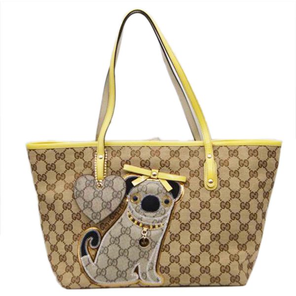 19803 1 Gucci GG Guccio Liliva Pug Patent Leather Tote