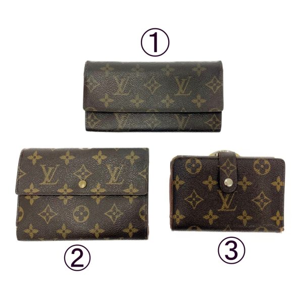 198038 1 Louis Vuitton Monogram Wallet 3 Piece Set Brown Long Wallet