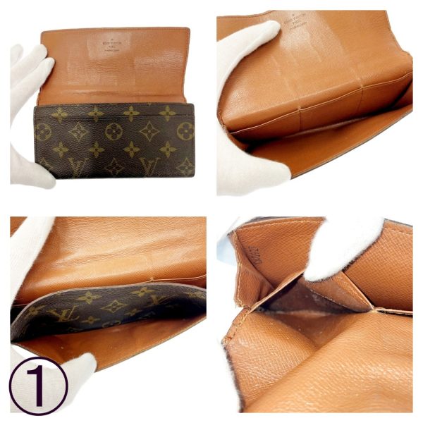 198038 6 Louis Vuitton Monogram Wallet 3 Piece Set Brown Long Wallet