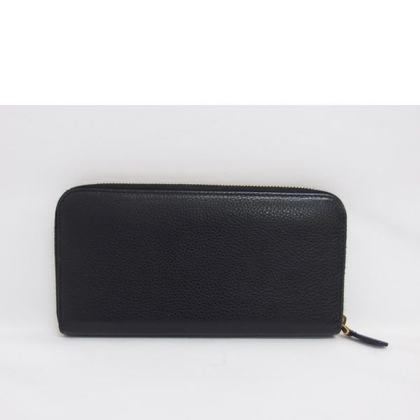 19811 2 Prada Dino Color Round Zipper Long Wallet Black