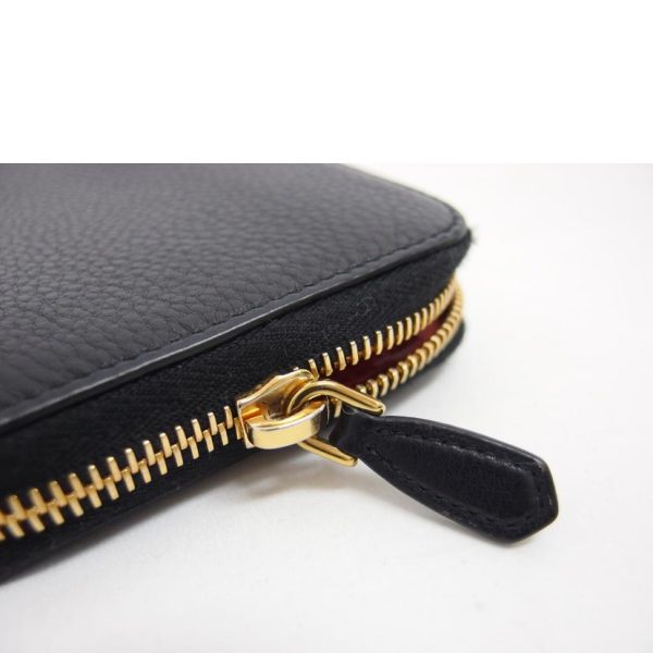 19811 8 Prada Dino Color Round Zipper Long Wallet Black