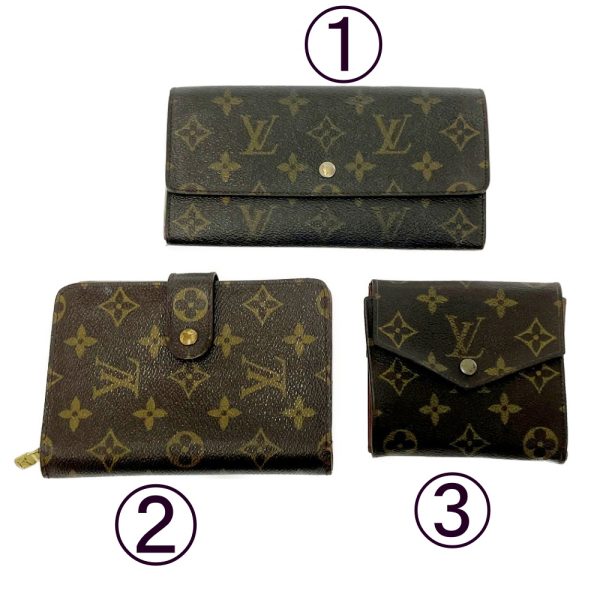 198110 1 Louis Vuitton Monogram Wallet 3 Piece Set Brown Long Wallet