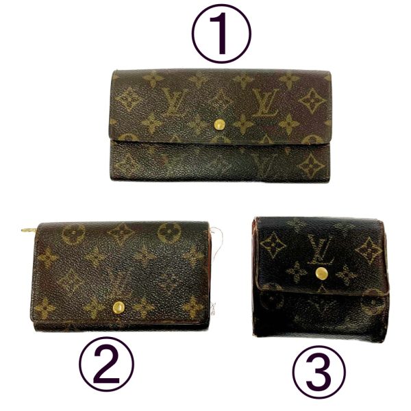 198152 1 Louis Vuitton Monogram Wallet 3 Piece Set Brown Long Wallet