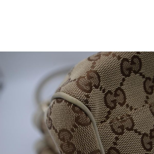 19834 10 Gucci GG Canvas Sookie Leather Handbag Ivory